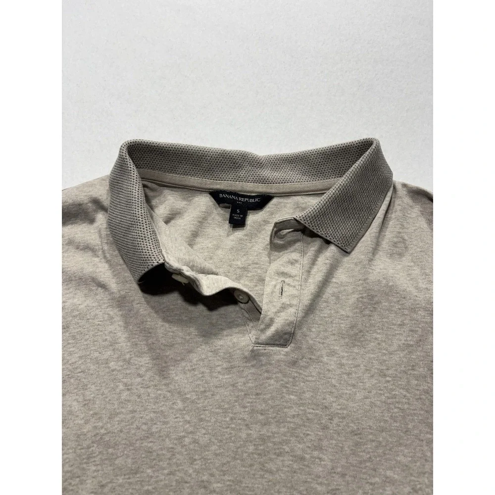 Banana Republic Polo Shirt Mens Small Gray Short Sleeve Jersey Cotton Casual